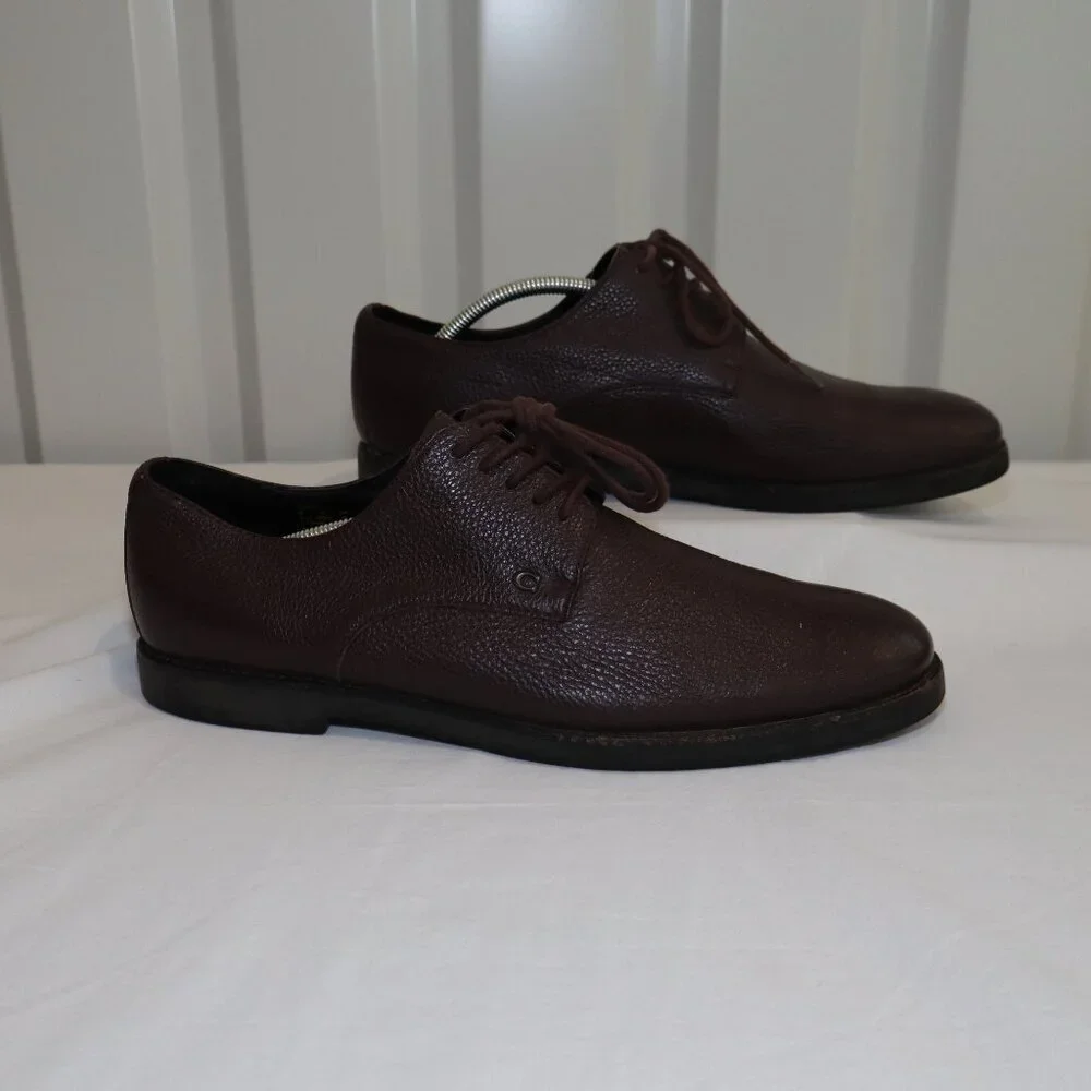 Coach Men's Derby Brown Pebbled Leather Shoes Size 11.5 Style FG2991 GUC Lace